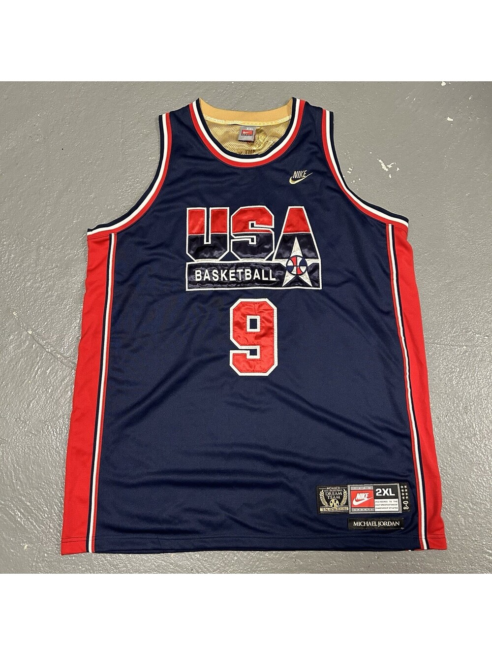 VINTAGE Nike Michael Jordan #9 Dream Team Basketball USA Jersey 1992 Size 2XL